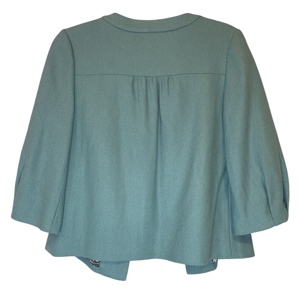 Tabitha Anthropologie Cape/Jacket Size 2 Turquoise Wool Blend 3/4 Sleeve NWT - Picture 6 of 6